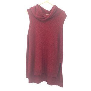 Two by Vince Camuto Sleeveless Cowl Neck Knit Red Marled Tunic Top XL